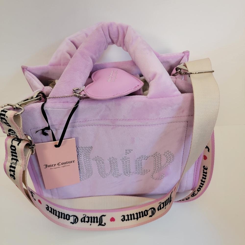 Juicy Couture "Extra Spender" Light Fondant Pink Velvet Mini Tote Bag Shoulder